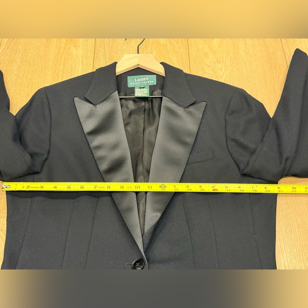 Lauren Ralph Lauren Wool Tuxedo Blazer Black Satin Lapel 14 - Picture 9 of 10